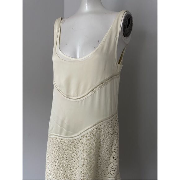 NWT Jil Sander Scoop Neck Floral Lace Asymmetric Midi-Dress Size 38 (US 8) - Picture 3 of 14